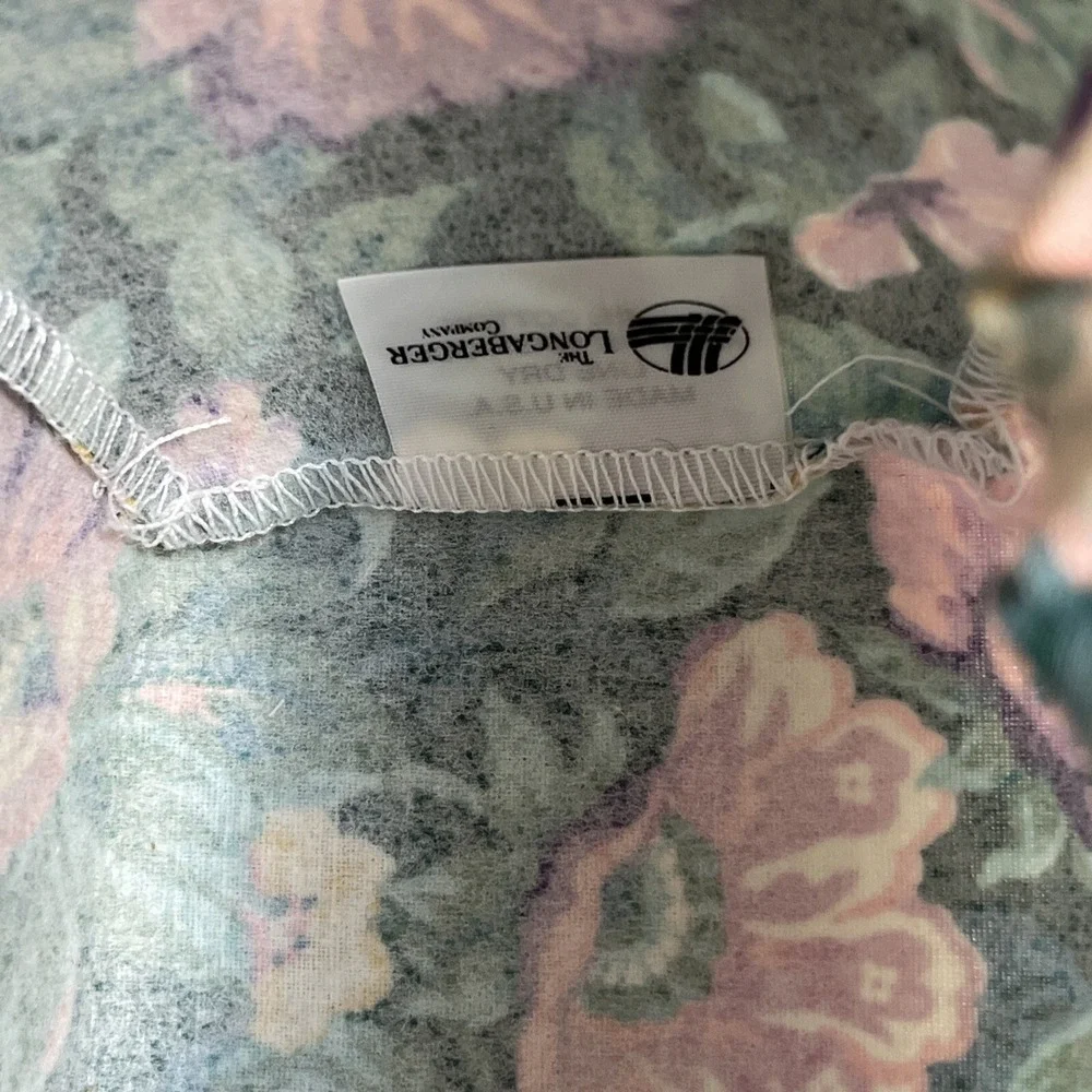 Longaberger 1993 Small Stained Easter Basket Fabric w/ Plastic protector Insert